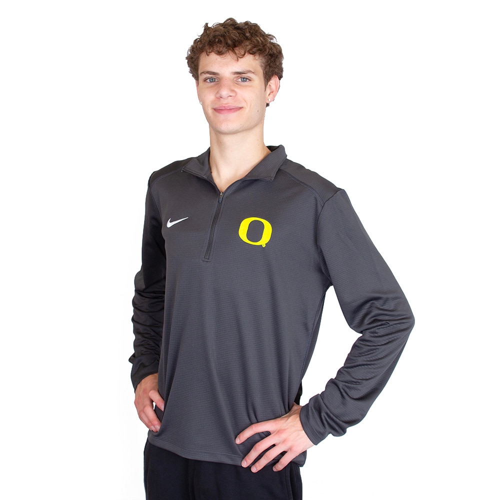 Classic Oregon O, Nike, Grey, Pullover, Performance/Dri-FIT, Men, Double knit, Double pique, 1/4-zip, 798505